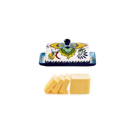 Beurrier en céramique avec couvercle, assiette à dessert et boîte à fromage (1/5)