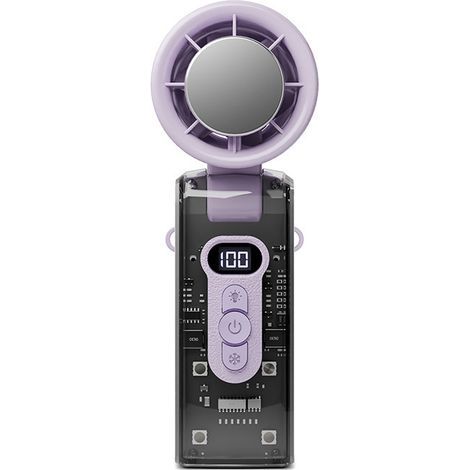 Ventilatore portatile con cuscinetto di raffreddamento istantaneo e luce LED, batteria da 3600 mAh, angolo di inclinazione di 135°, pieghevole, ideale per viaggi, ufficio e casa. (1/5)