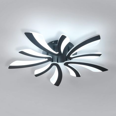 Plafonnier LED, 50W 5625LM Lampe de Plafond, Moderne Luminaire Plafonnier pour Salon, Chambre à Coucher, 70cm, 6500K Lumière Blanche Froide, Noir (1/5)