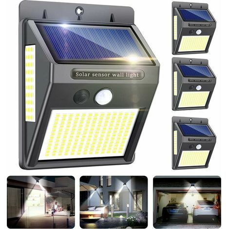 Tigrezy Lampe Solaire Extérieure Innosinpo 4 pcs 216 LED 1000 Lumens Lumière Solaire Extérieure avec Détecteur de Mouvement Grand Angle 300º Éclairage Solaire Extérieur Étanche IP65 Murale pour Jardin (1/5)