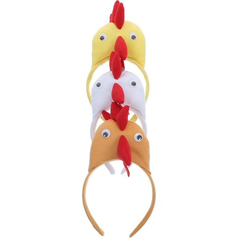 Plüsch- und Plastik-Hühnerstirnbänder, bequeme und leicht kombinierbare Kostümaccessoires, 3er-Set für Kostümpartys oder Maskenbälle (1/5)