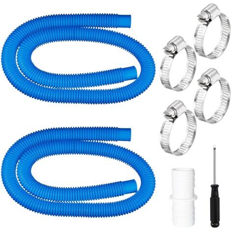 Tuyau Piscine 32mm,2 Pièces 150 CM Tuyau de Piscine avec 4 Pinces Métalliques,pour Pompe à Filtre Eau Arrosage Bassin (1/5)