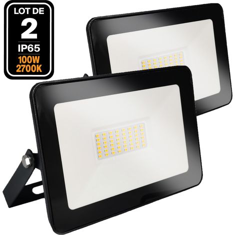 Europalamp – Projecteurs LED 100W blanc chaud 3000K – Éclairage puissant 8000LM – Étanche IP65 pour extérieur – Aluminium résistant