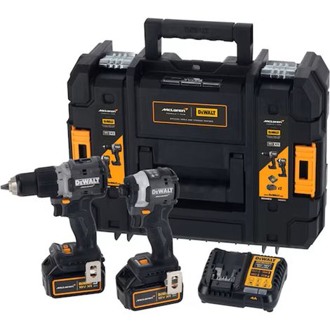 Kit 2 utensili MCLaren Trapano-avvitatore DCD805 + Avvitatore a impulsi DCF850 + 2 batterie + caricatore