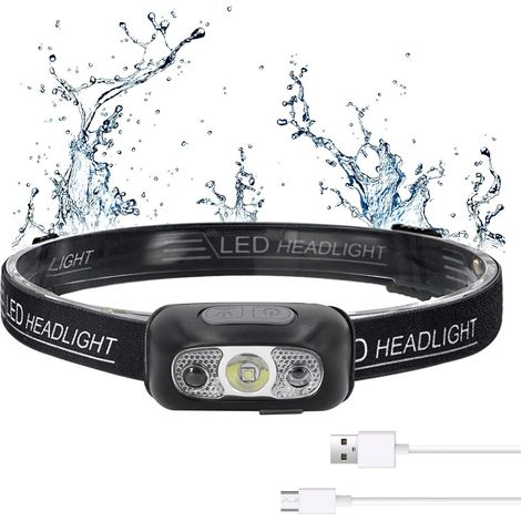 Helle wiederaufladbare LED-USB-Stirnlampe, superhell mit 500 Lumen, 3 Beleuchtungsmodi, IPX1 wasserdicht, Bewegungssensor, Kinderlampe für Laufen, Lesen usw.
