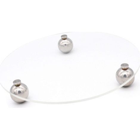 Plateau de rangement en acrylique transparent, pieds ronds en acier inoxydable, style minimaliste, étagère de bureau décorative et pratique pour cafés. (1/5)