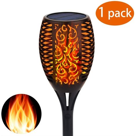 Lampe Torche Solaire Torche de Jardin Torche Solaire Pénétrante Lumière Solaire Flamme Im Lumière Solaire Flamme Décoration Extérieure de Jardin, Voie (1/5)