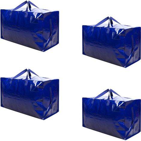 4 bolsas de almacenamiento grandes y resistentes con cremallera y bolsillo para etiquetas para mudanzas, almacenamiento de ropa, lavandería, embalaje, repelentes al agua (azul - paquete de 4) (1/5)