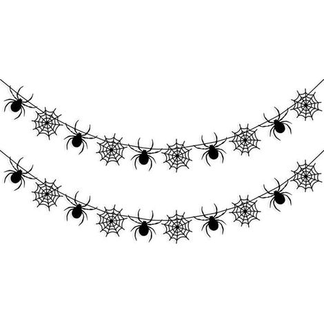 Guirlande Halloween araignées et toiles en feutrine, lot de 2 bannières préassemblées, décoration intérieure extérieure (1/5)