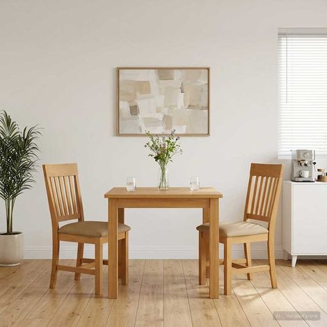 vidaXL Chaise de salle à manger 2 pcs Bois de chêne massif Beige (1/5)