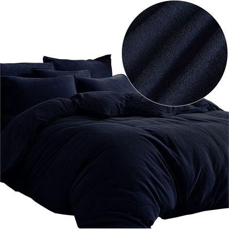 Baumwollbettwäsche-Set, dicker Frottee 200x220, weicher Frottee, marineblau (1/5)