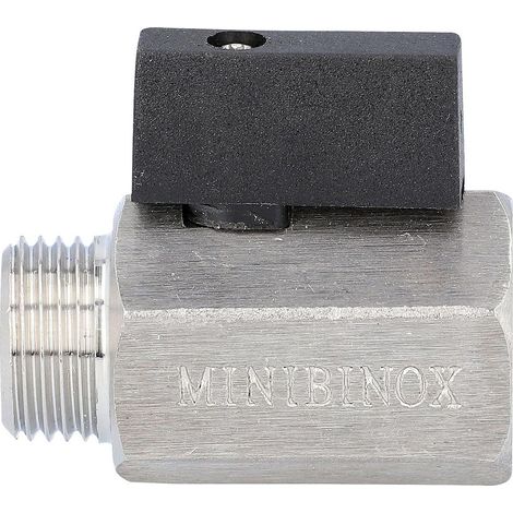 Effebi Mini-Kugelhahn IG x AG 1/8", DN 6, 25 bar, -20 bis 150 Grad C, Edelstahl AISI 316, Silber (1/2)