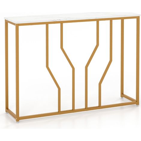 Consola de diseño geométrico 110 x 30 x 80 cm espacio de almacenaje versátil estilo moderno MDF blanco y dorado 200020502