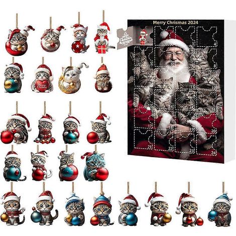 Calendrier de l'Avent 2D Teckels - Pendentif Chat - Décoration de Noël - 24 jours - Calendrier de l'Avent - Pendentif Sapin de Noël - Cadeau de Noël - M (1/5)