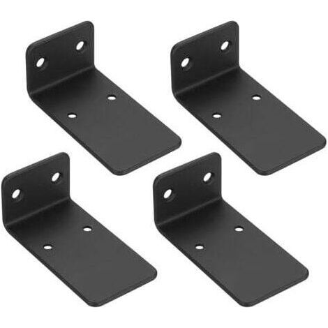 4 Pièces Equerre Etre Murale, 90mm Support Etre Murale , Supports d'étagères Flottants a L, Equerre Metal Noir, Support étagère Murale Fixation Etre Invisible pour Étagères (1/5)
