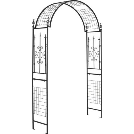 Arche de jardin métallique style classique, tonnelle treillis pour extérieur, pergola arche décorative avec piquets d’ancrage, couleur noire pour plantes grimpantes, mariage et décoration extérieure (1/5)