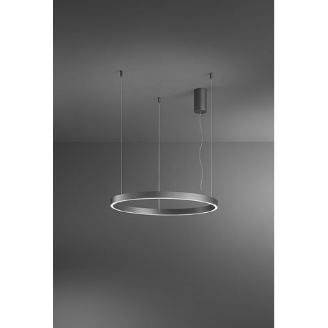 Luminaire Suspension Led Série 8284, Structure En Métal Et Aluminium, Design Moderne Gris Métallisé, 87W Dimmable, Diamètre 100Cm - Perenz (1/3)