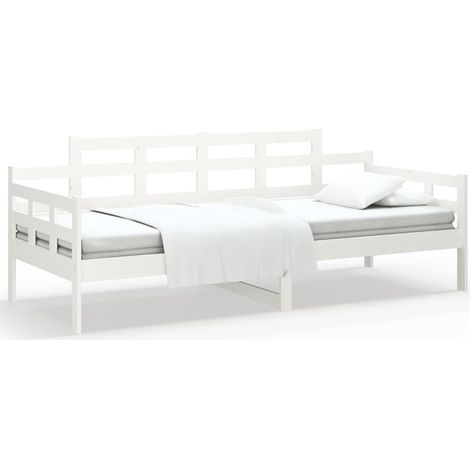 Lit de jour，Lit simple Blanc Bois massif de pin 90x190 cm CFW51924 (1/5)