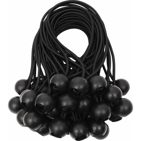 Tendeur de bâche Tendeurs à boule tendeur élastique tendeur en caoutchouc pour bannière, bâche, pavillon, tente, rideaux Harnais d’extension, support de bâche Blanc, 15cm (Noir, 40pcs) (1/5)