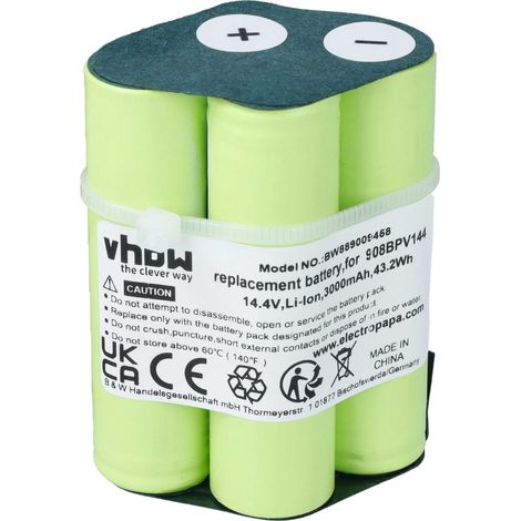 vhbw Batería reemplaza Bosch 908BPV144  para aspiradora (3000 mAh, 14,4 V, Li-Ion) (1/5)