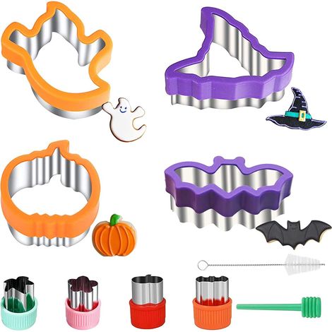 Emporte piece halloween, comprenant citrouille, fantôme, chauve-souris, chapeau de sorcière, coupe-légumes et fruits, pour cuisiner avec les enfants
