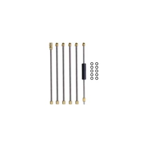 Accesorio para hidrolavadora de alta presión: juego de lanza de extensión de acero inoxidable con conector rápido de 1/4 de pulgada para lavado de autos y limpieza de canalones.