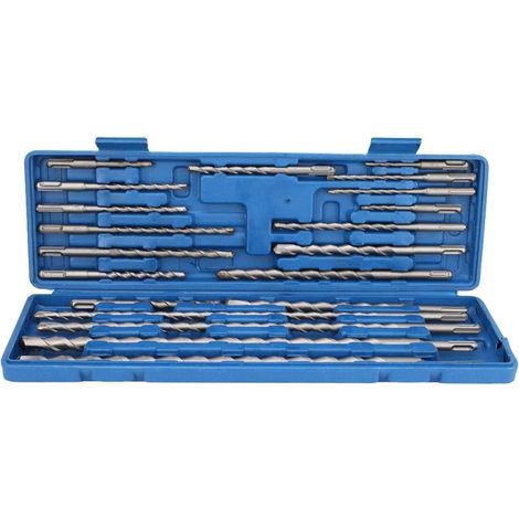 Outil de jeu de burins, 20 pièces de forets jeu de ciseaux SDS avec étui de rangement portable briques de perçage pierre de mur de maçonnerie en béton pour un perçage efficace et précis (1/5)