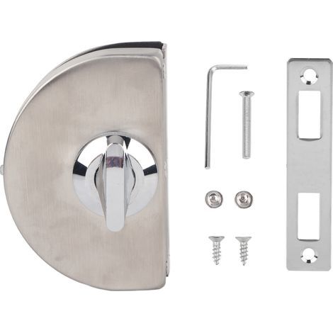 Serrure de porte en verre simple sans cadre, en acier inoxydable, sans perçage, coulissante pour salle de bain et bureau, 10 à 12 mm (1/5)
