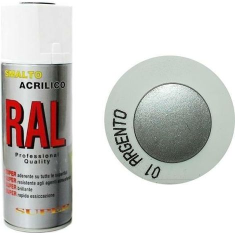 Bomboletta spray argento acrilico rapida essiccazione argento