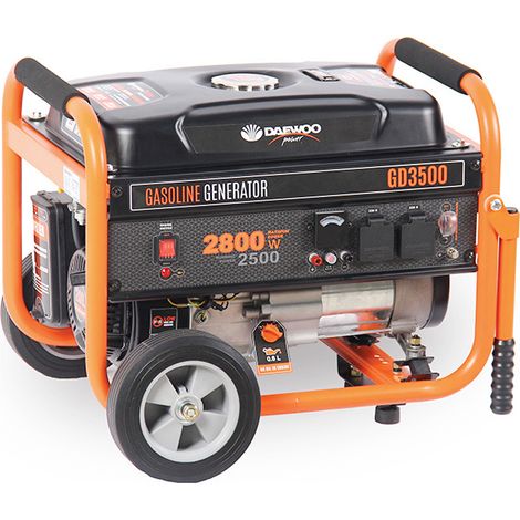 GENERATORE DI CORRENTE 4 TEMPI MONOFASE 2,8KW 208cc CARRELLATO GD3500 DAEWOO