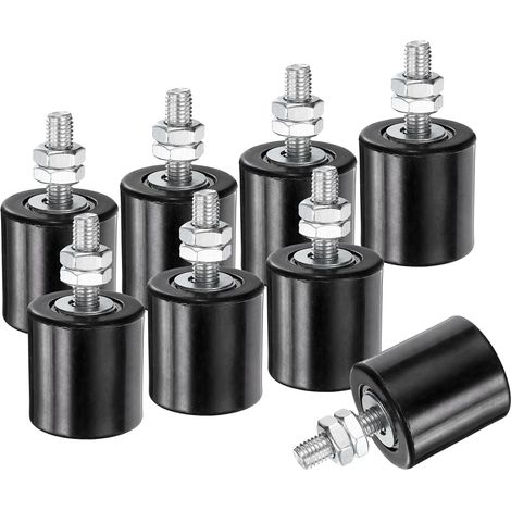 8pcs Galet Guide pour Portail Coulissant 42x44mm, M10 Roulette Nylon Guide au Sol pour Porte Grange Coulissante, Roue Universel avec Roulement à Billes Scellé pour Portail, Noir (1/5)