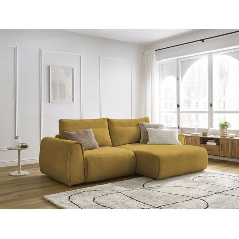 BOBOCHIC - Canapé d'angle fixe compact ADEN Angle droit Jaune (1/5)