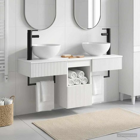 vidaXL Bathroom Furniture Set 3 pcs High Gloss White Engineered Wood (1/5)