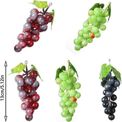 12 Stück Deko-Trauben, realistische künstliche Trauben, Plastiktrauben, für Weindekoration, künstliche Obst-Requisiten (Grün & Fuchsia & Schwarz)