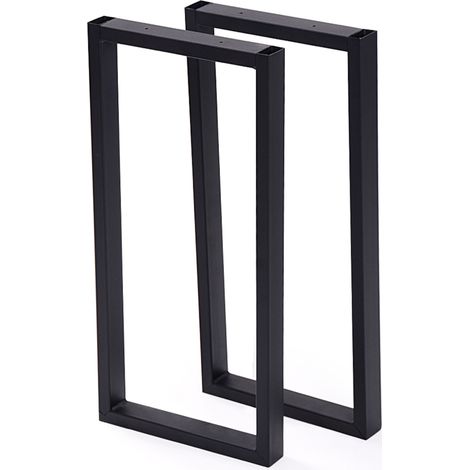 Set di 2 Gambe in Acciaio 'Møldrup' per Mobili Fai da Te (AxL) 56 x 27 cm Rettangolare - Nero Opaco [en.casa]