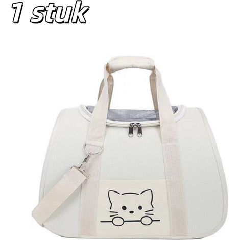 Sac de transport pour chat et petit chien, portable, bandoulière et poignée, respirant, grande capacité. Adapté voiture et extérieur, 41 x 26 x 26 cm, beige (1/5)