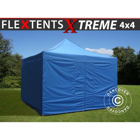 Pop up gazebo FleXtents Xtreme 60 4x4 m Blue, incl. 4 sidewalls (1/2)