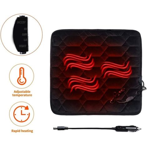 Coussin chauffant 12 V avec régulateur de température, siège chauffant rapide pour voiture (1/3)