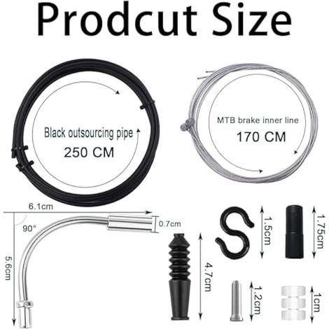 Set de Cable de Frein Vélo, 2.5m Cable de Frein Velo Universel, Câble de Frein Avant et Après de Vélo Embout Cable Velo pour la Maintenance et la Réparation (1/4)