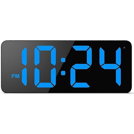 Horloge murale numérique LED avec grands chiffres, luminosité automatique, format 12/24 heures, petite horloge murale électrique moderne et silencieuse (1/4)