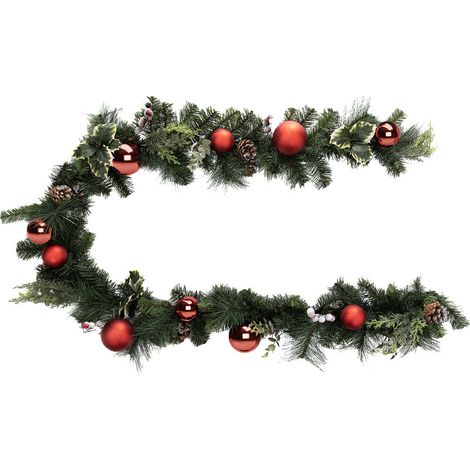 Guirlande artificielle Sapin avec déco Boules , Houx, Pommes de pin L 200 cm - Feeric Christmas (1/2)