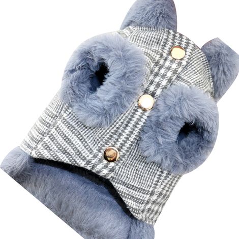 Veste chaude pour chien, élégante et confortable, vêtement pour petit chien, gilet pour animaux de compagnie avec boutons, idéal pour l'automne et l'hiver, bleu, taille XS (1/4)