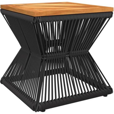 Table basse avec piètement en fil de fer noir et plateau en bois d'acacia massif (1/5)