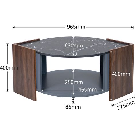 Table basse en marbre et noyer, lignes uniques, contraste coloré, design structuré pour salon, pièce unique. (1/5)