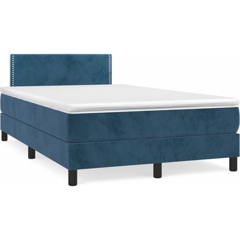 vidaXL Giroletto a Molle con Materasso Blu Scuro 120x190 cm in Velluto