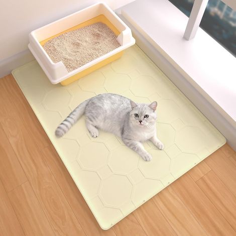 Cat Litter Mat 28 x 22 inch, Soft Silicone Material, Waterproof Litter Tray Mat, Non Slip and Easy to Clean, Durable Cat Mat for Indoor and Garden (1/5)