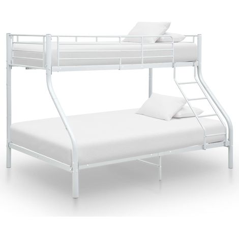 Lit double-140x200 cm/90x200 cm, Cadre de lit, Lit adulte, Structure de lit superposé Blanc Métal /90x200 cm PDKEI52866 (1/5)