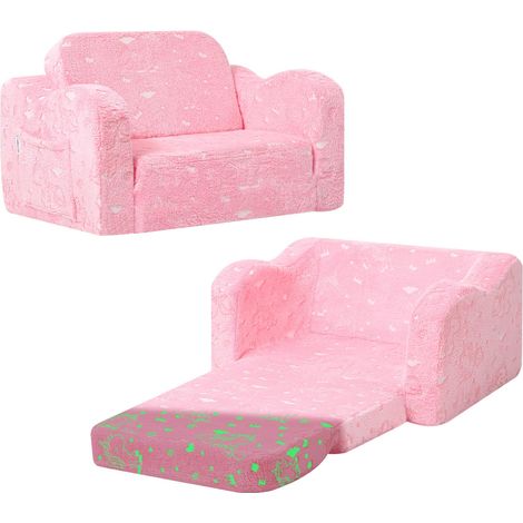 Canapé de Jeu pour Enfant - Chaise Pliante 3 en 1 - Canapé de Jeu pour Enfants - Une Aire de Jeux intérieure pour la Chambre d'enfant - Idéal pour Les Enfants - Rose (1/5)