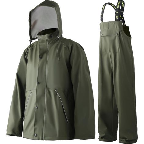 Combinaison de Pluie imperméable homme Tenue de travail résistante avec veste et pantalon, idéale pour pêche, chantier et plein air WS-005 (1/5)
