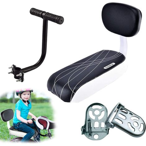 Ensemble d'accessoires de siège arrière de vélo pour enfants, coussin d'assise arrière, accoudoir et repose-pieds pour filles/garçons/enfants Comprend dossier, accoudoirs et pédales universels, vélo (1/5)